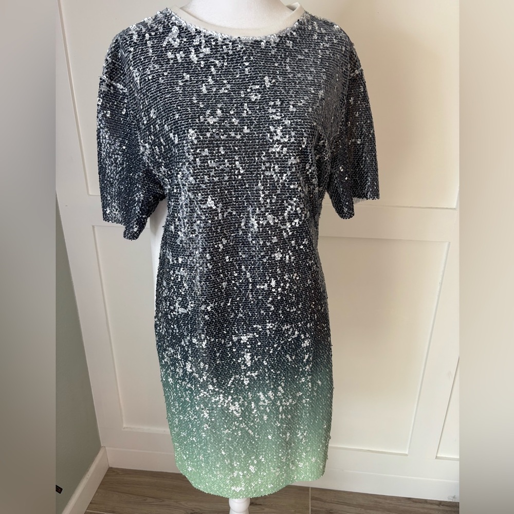 Zara White Top with Silver Sequins size medium in excellent condition